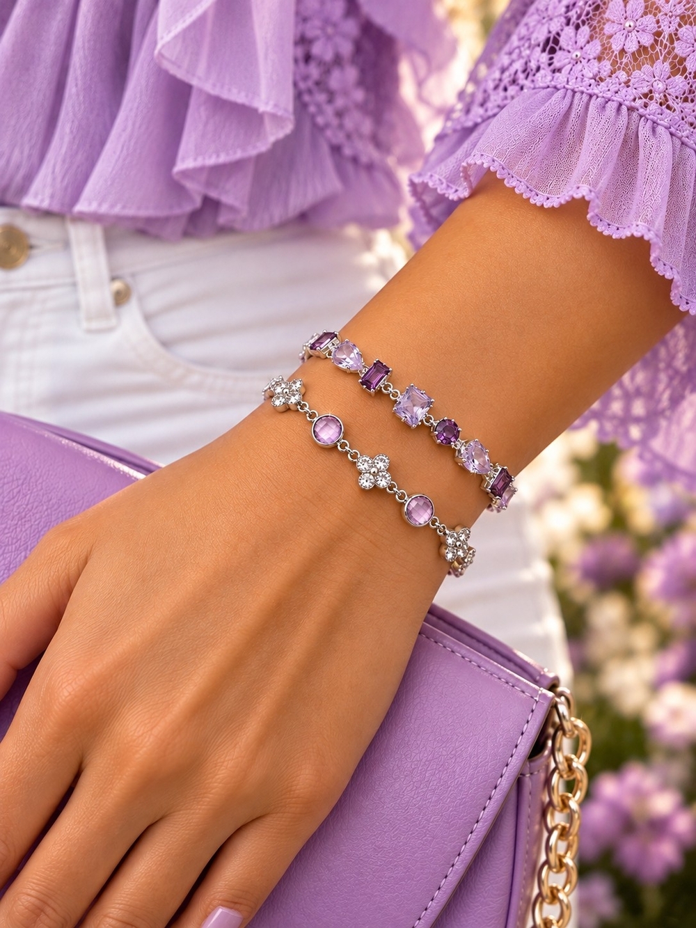 Lavender Luxe Fashion Sparkle Bracelet Set